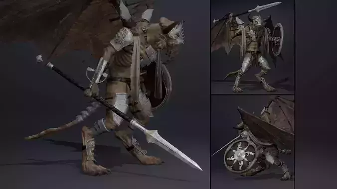 Obsidian Spearman ArmWing Low-poly 3D model