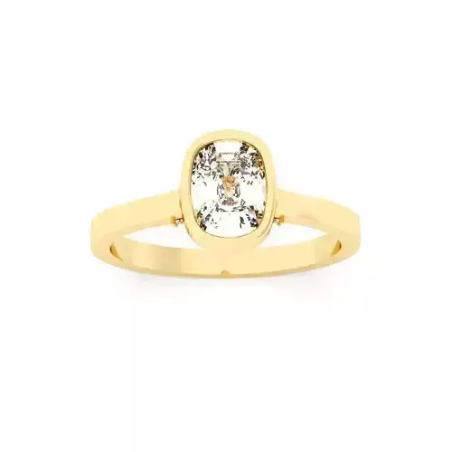 Cushion Bezel Setting Solitaire Diamond Ring