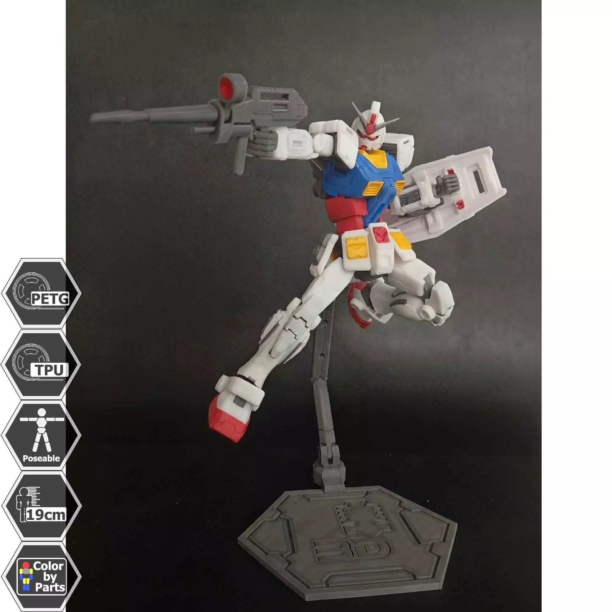Fully 3D Printed Gundam Action Figure RX 78 version 2 TPU Joint 3D print model