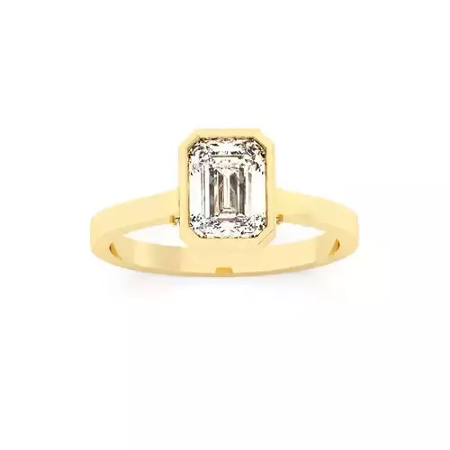 Emerald Diamond Bezel Setting Solitaire Diamond Ring