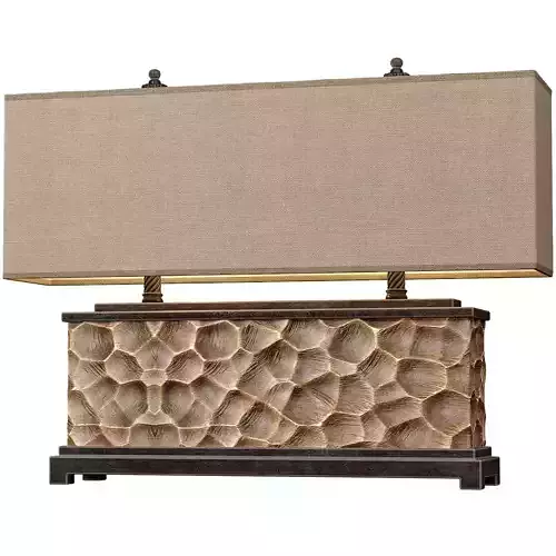 Large Bronze Table Lamp Bronze Loft Metal Rustic Nightstand 3D model
