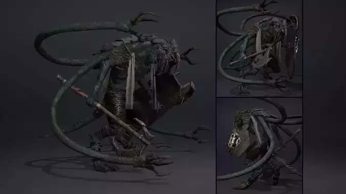 Obsidian Brutal Tentacle Low-poly 3D model