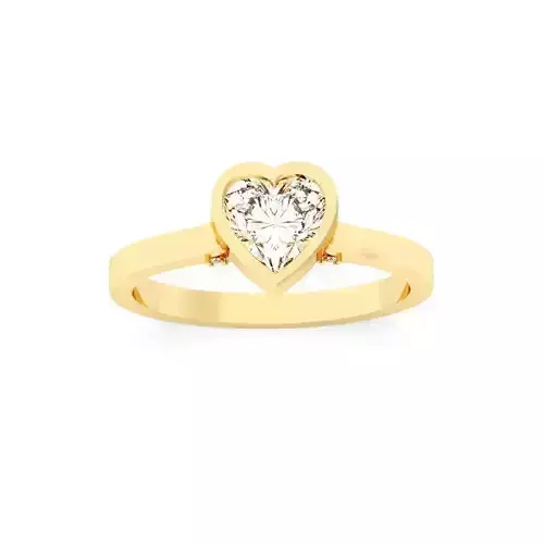 Heart Diamond Bezel Setting Solitaire Diamond Ring