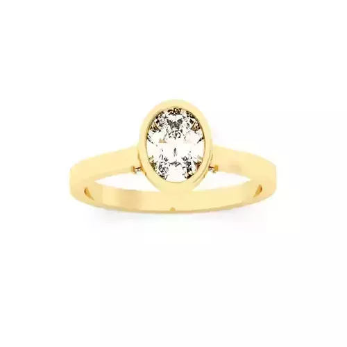 Oval Diamond Bezel Setting Solitaire Diamond Ring
