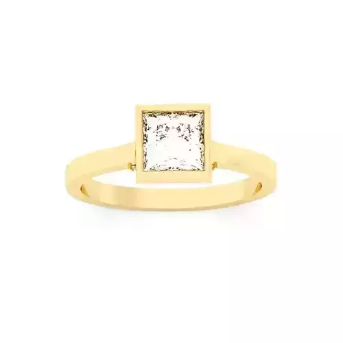 Princess Diamond Bezel Setting Solitaire Diamond Ring
