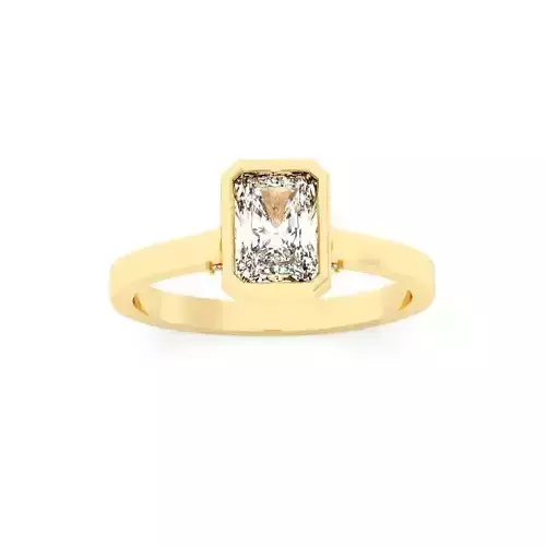 Radiant Diamond Bezel Setting Solitaire Diamond Ring