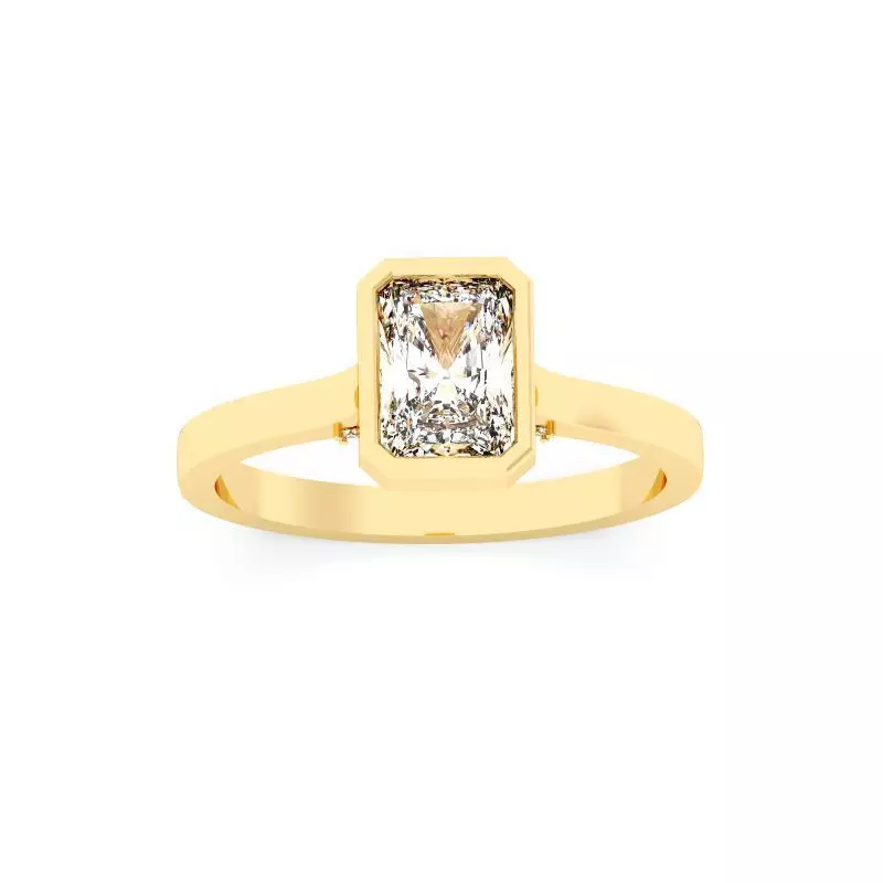 Radiant Diamond Bezel Setting Solitaire Diamond Ring 3D print model_0