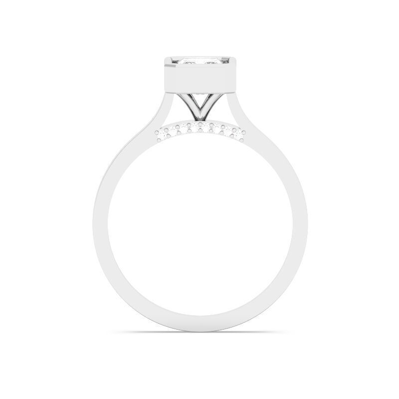 Radiant Diamond Bezel Setting Solitaire Diamond Ring 3D print model_6