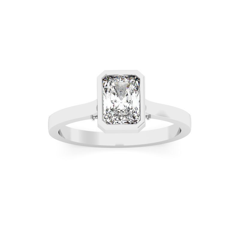 Radiant Diamond Bezel Setting Solitaire Diamond Ring 3D print model_7