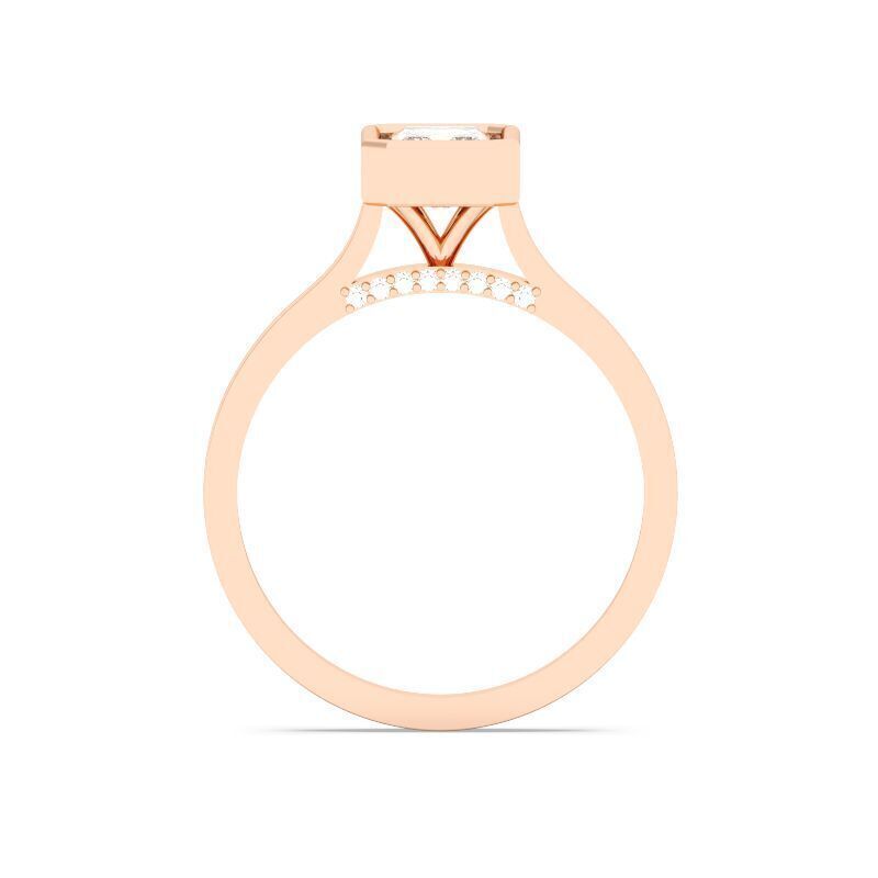Radiant Diamond Bezel Setting Solitaire Diamond Ring 3D print model_10