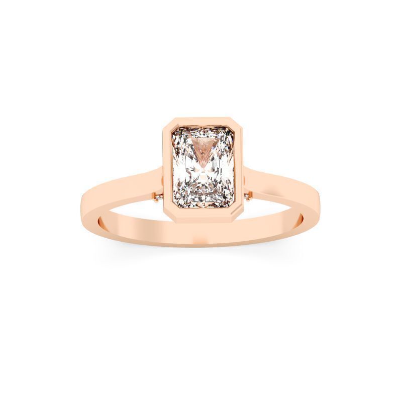 Radiant Diamond Bezel Setting Solitaire Diamond Ring 3D print model_9