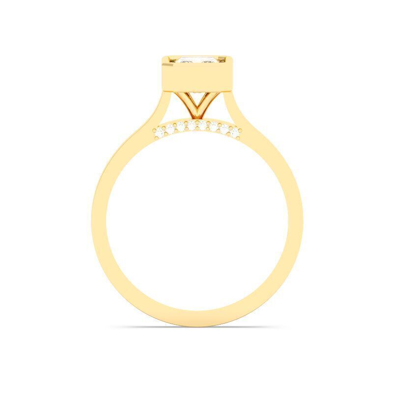 Radiant Diamond Bezel Setting Solitaire Diamond Ring 3D print model_3