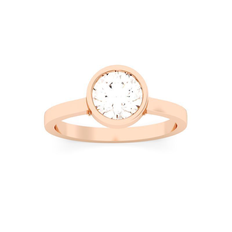 Round Diamond Bezel Setting Solitaire Diamond Ring 3D print model_5