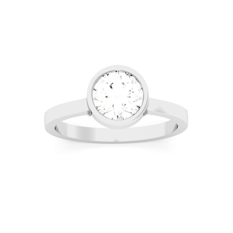 Round Diamond Bezel Setting Solitaire Diamond Ring 3D print model_9