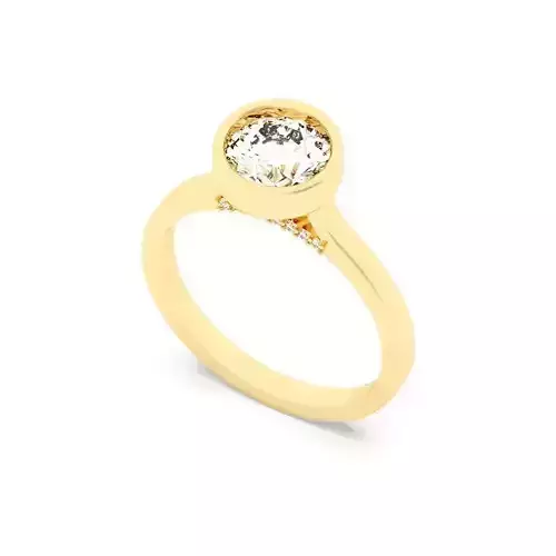 Round Diamond Bezel Setting Solitaire Diamond Ring