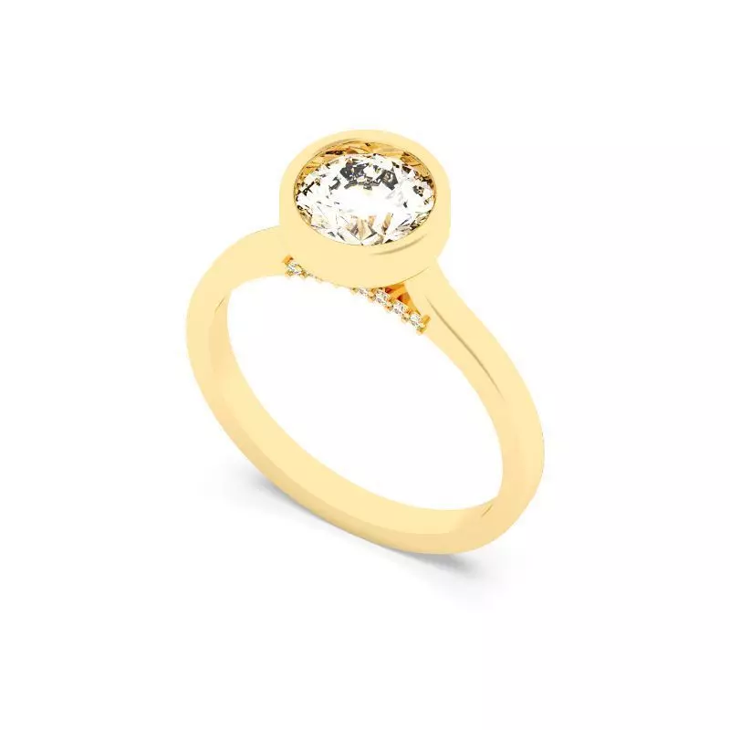 Round Diamond Bezel Setting Solitaire Diamond Ring 3D print model_0