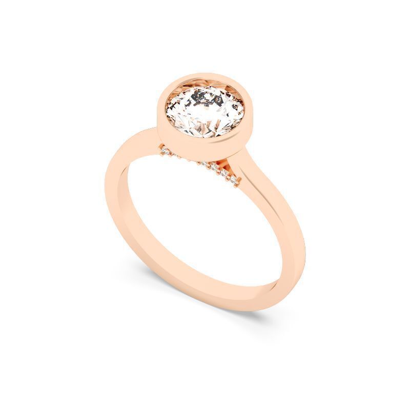 Round Diamond Bezel Setting Solitaire Diamond Ring 3D print model_4