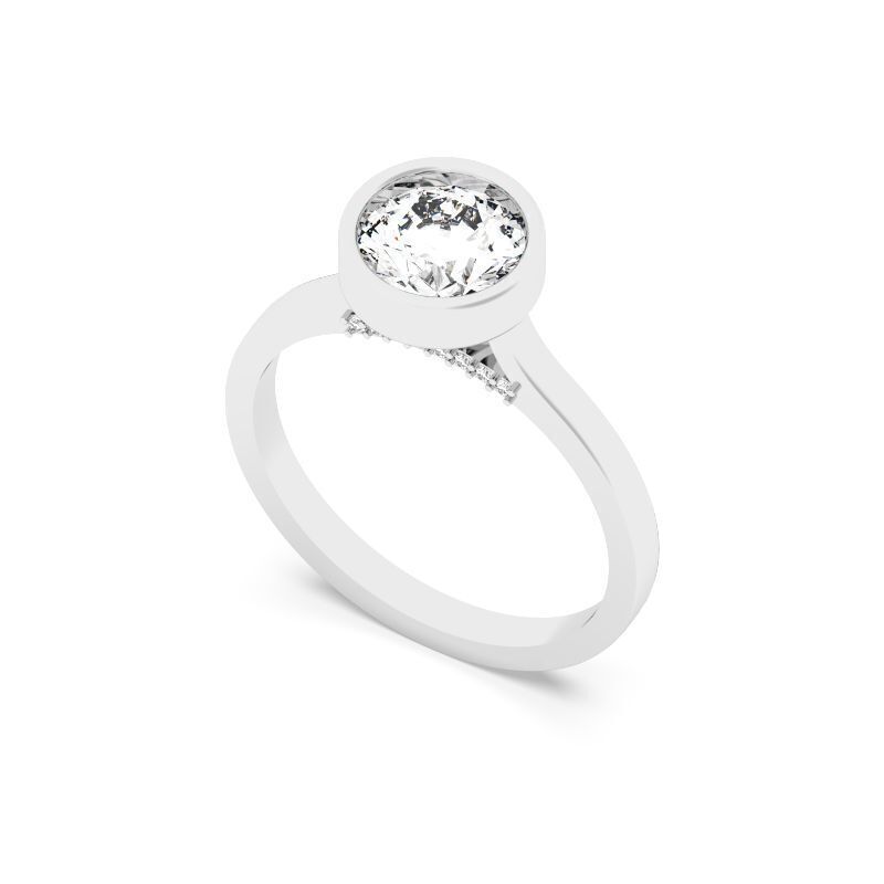 Round Diamond Bezel Setting Solitaire Diamond Ring 3D print model_8