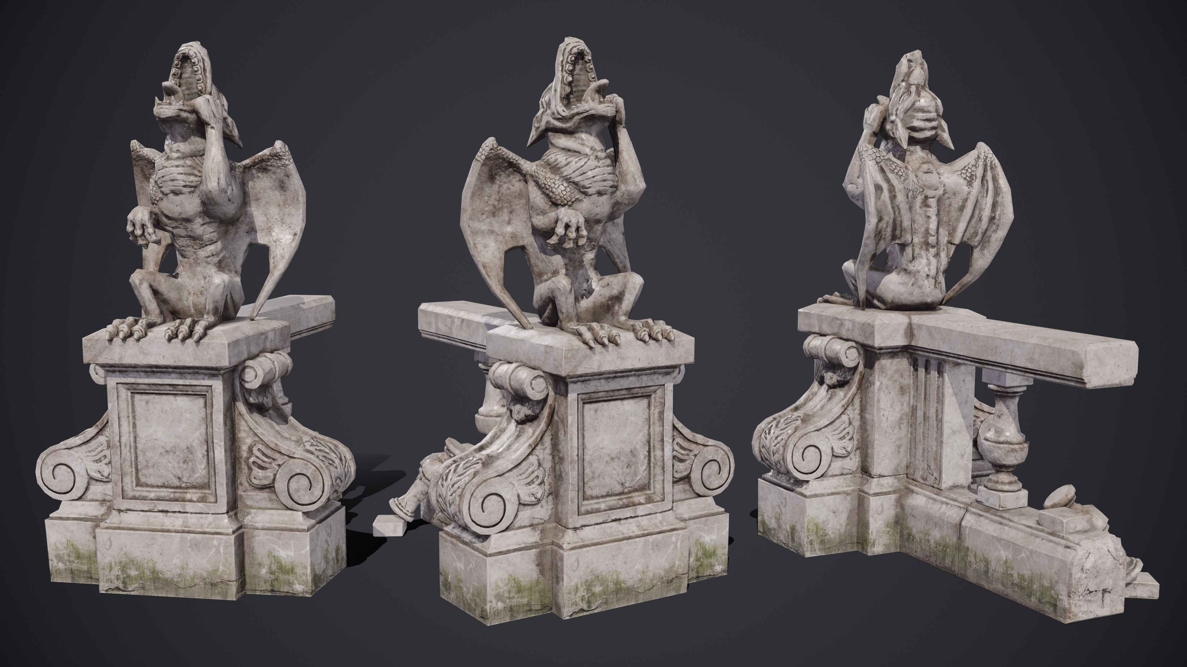 Gargoyle Statue Massandra Low-poly 3D model_1