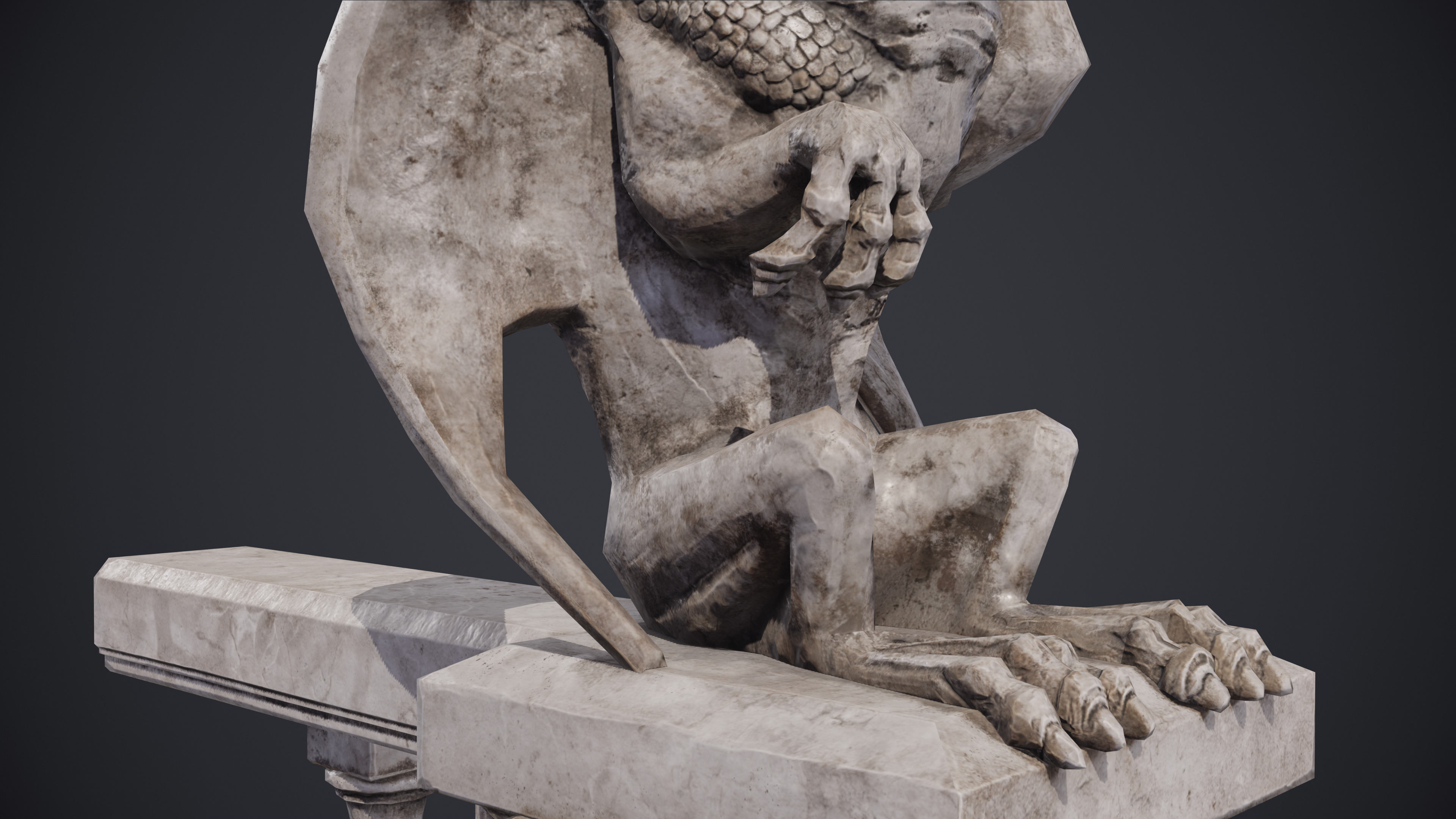 Gargoyle Statue Massandra Low-poly 3D model_7