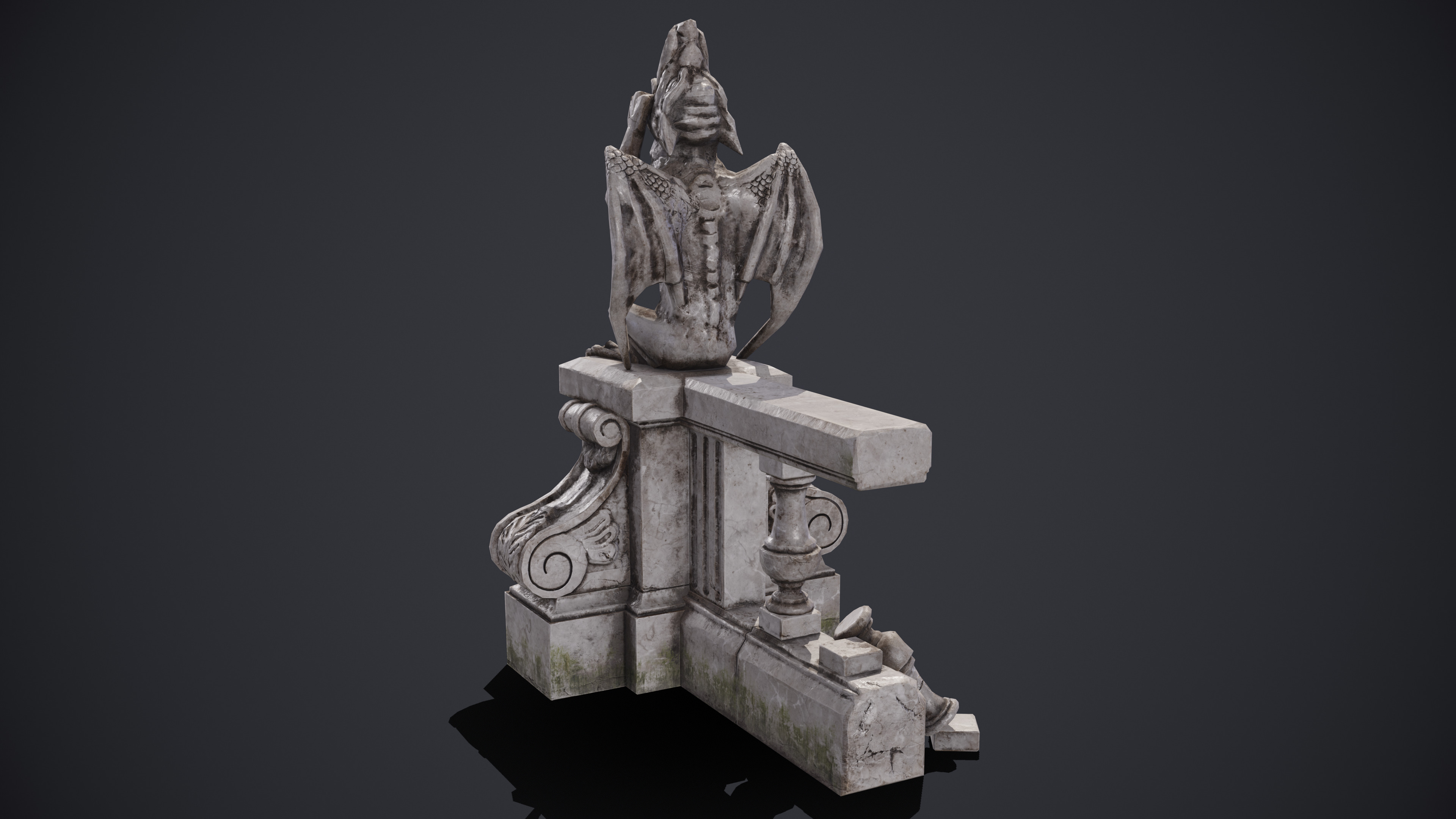 Gargoyle Statue Massandra Low-poly 3D model_4
