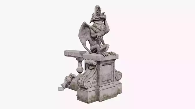 Gargoyle Statue Massandra Low-poly 3D model