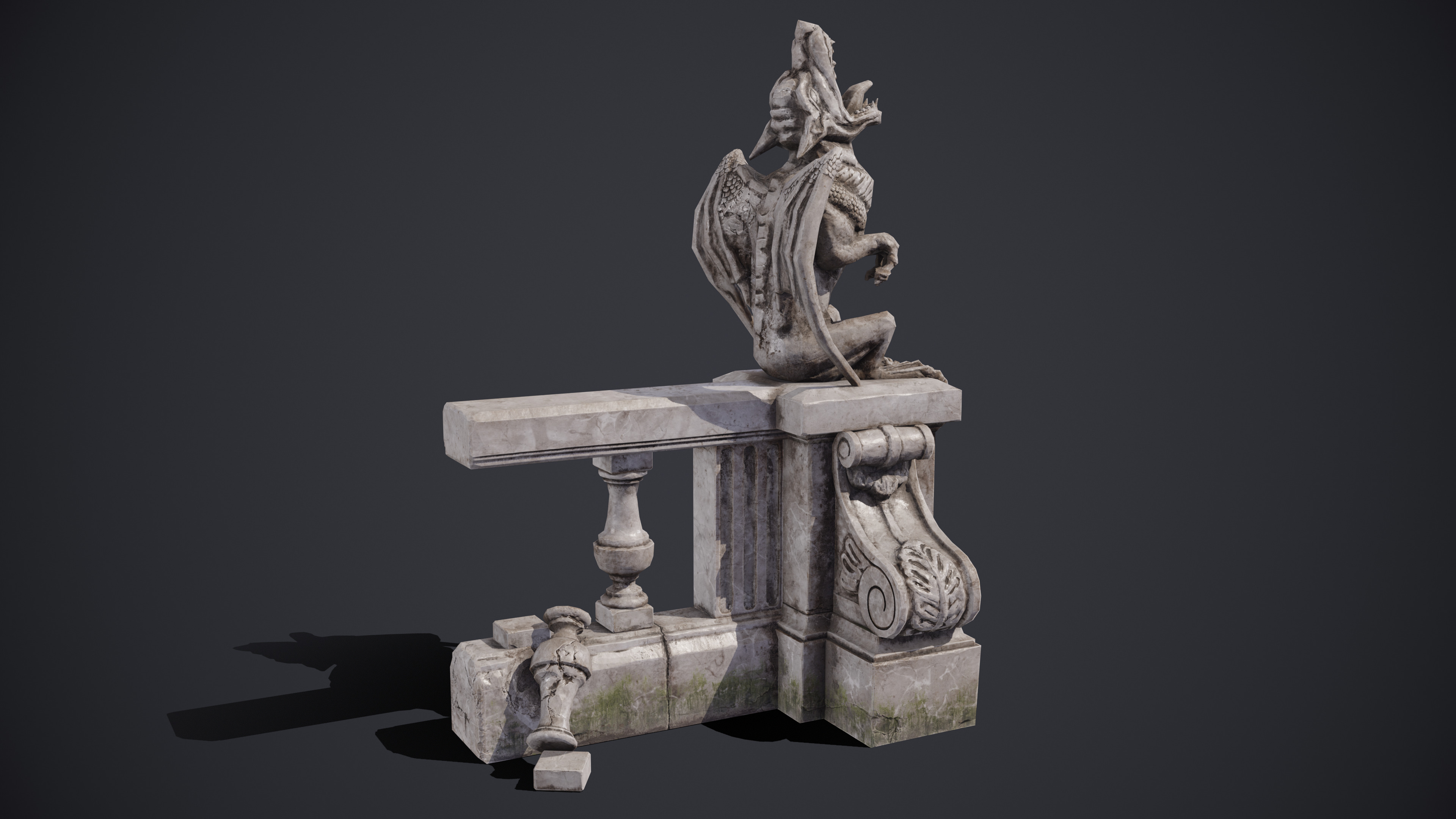 Gargoyle Statue Massandra Low-poly 3D model_5