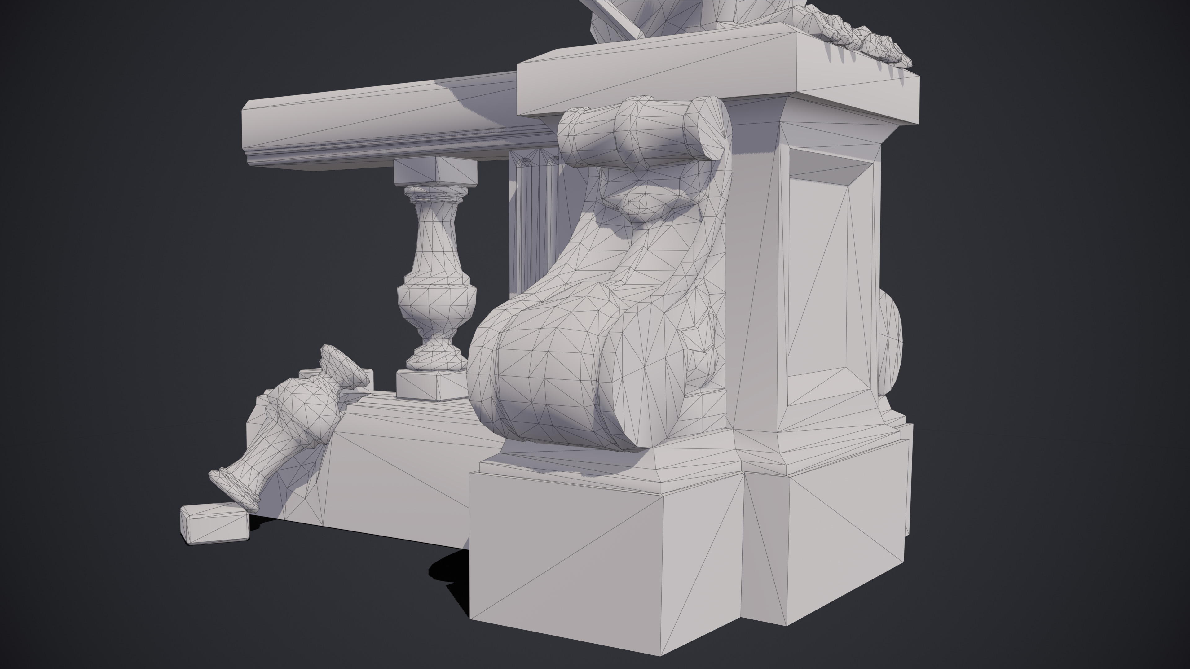 Gargoyle Statue Massandra Low-poly 3D model_11
