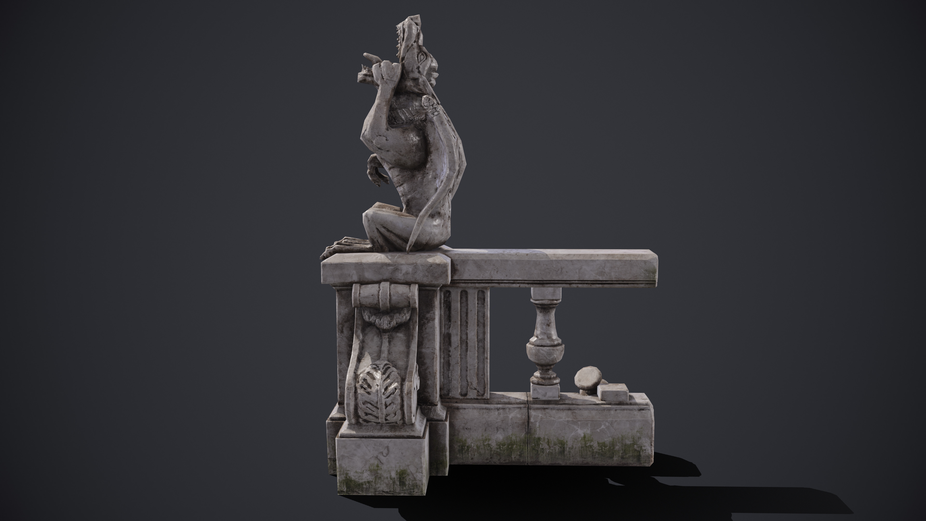 Gargoyle Statue Massandra Low-poly 3D model_3
