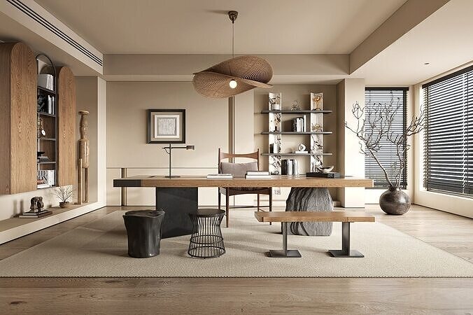 Modern medieval style study 3D model