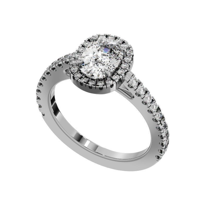Cushion Cut Diamond Ring 3D print model_8