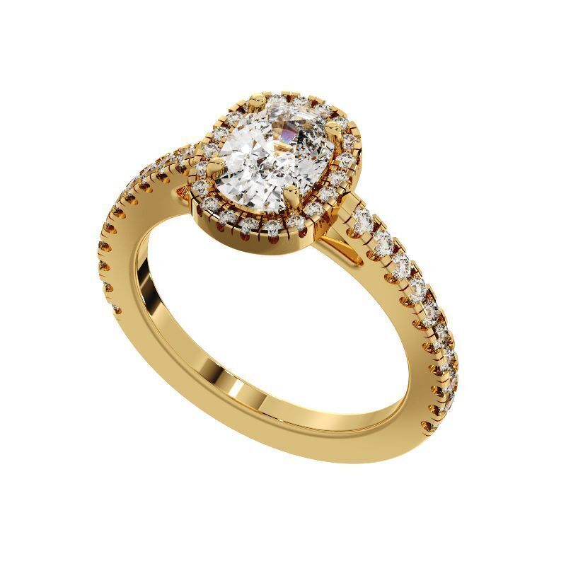 Cushion Cut Diamond Ring 3D print model_1