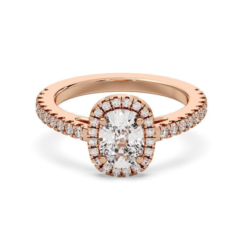 Cushion Cut Diamond Ring 3D print model_5