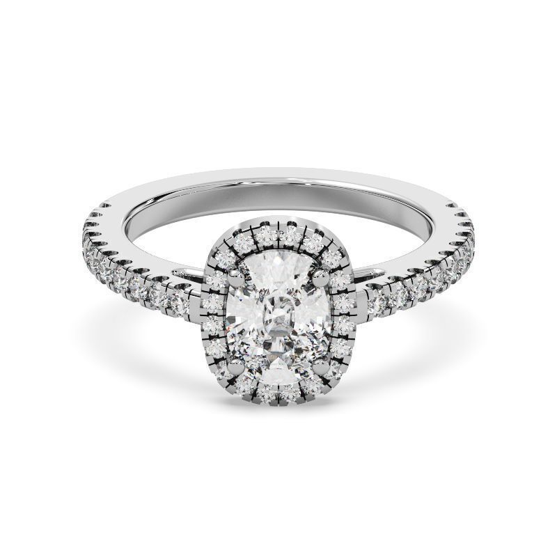 Cushion Cut Diamond Ring 3D print model_9