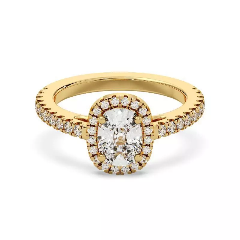 Cushion Cut Diamond Ring 3D print model_0