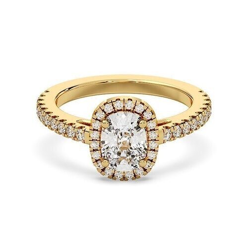 Cushion Cut Diamond Ring 3D print model