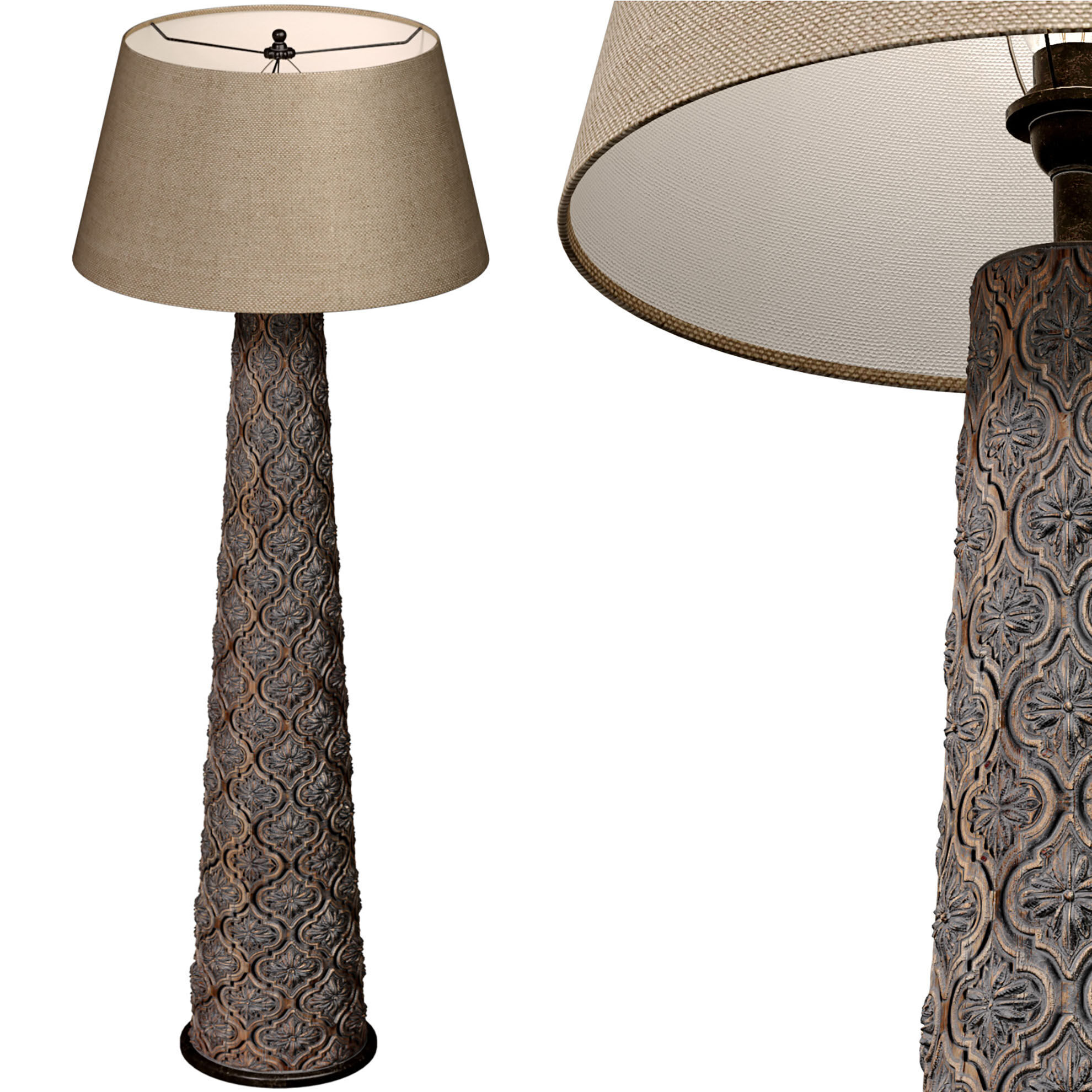 Large Floor lamp in oriental style Torchere Morocco Arabic 3D model_2