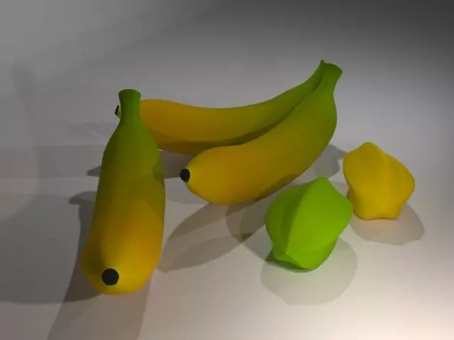 Carambola with Banana Low-poly 3D model_0