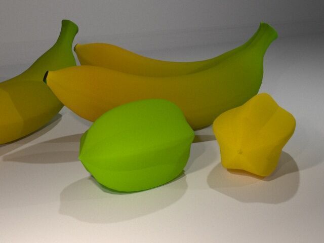 Carambola with Banana Low-poly 3D model_1