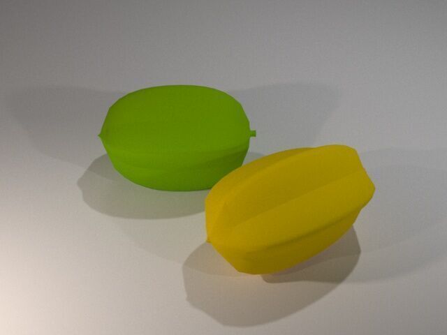 Carambola with Banana Low-poly 3D model_3