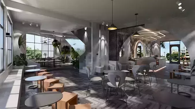 Industrial style cafe