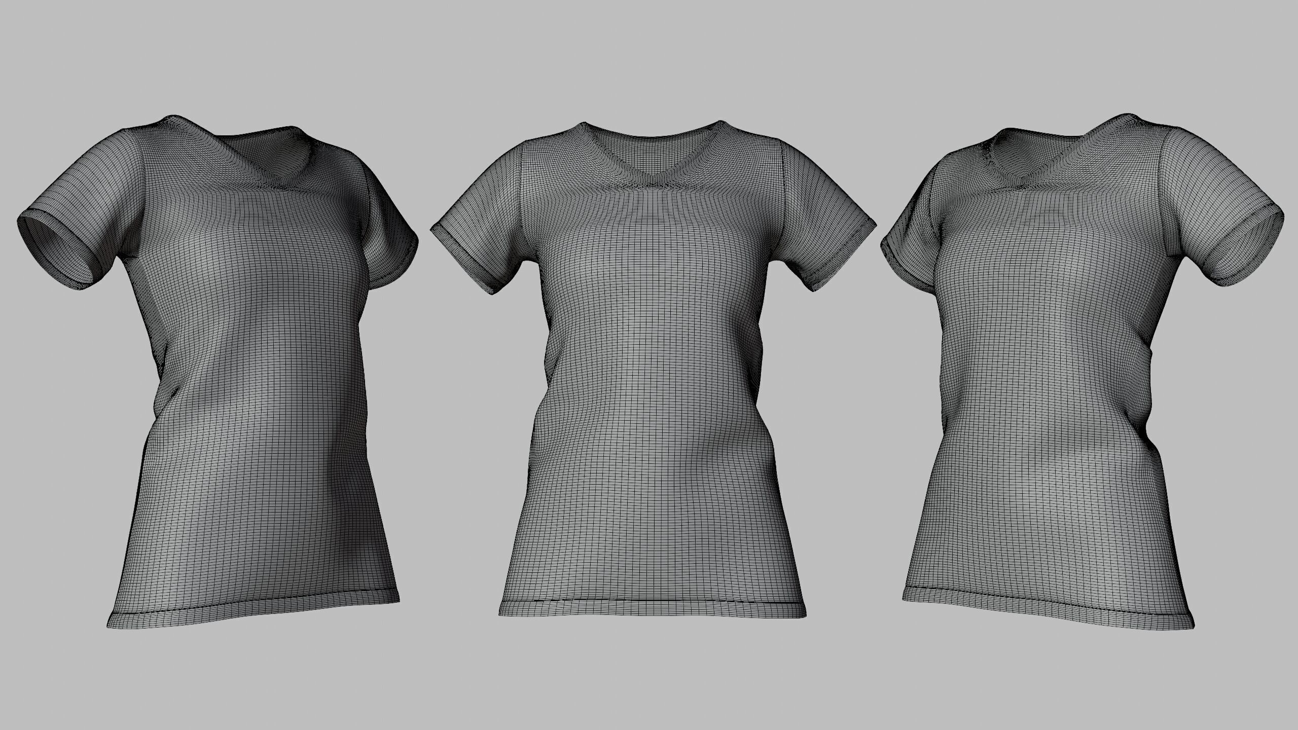Female T-Shirt 01 Dark Red Low-poly 3D model_9