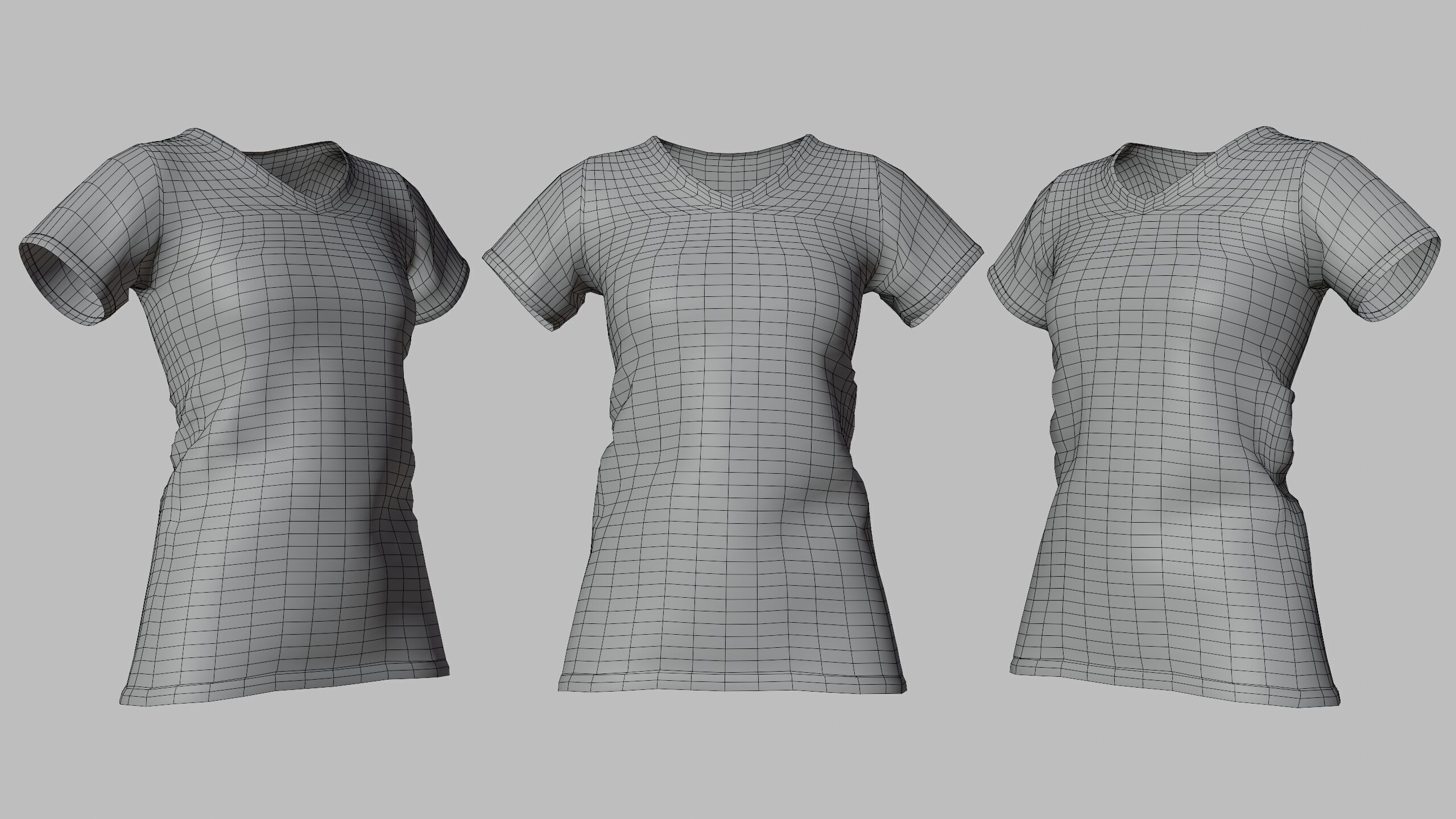 Female T-Shirt 01 Dark Red Low-poly 3D model_7