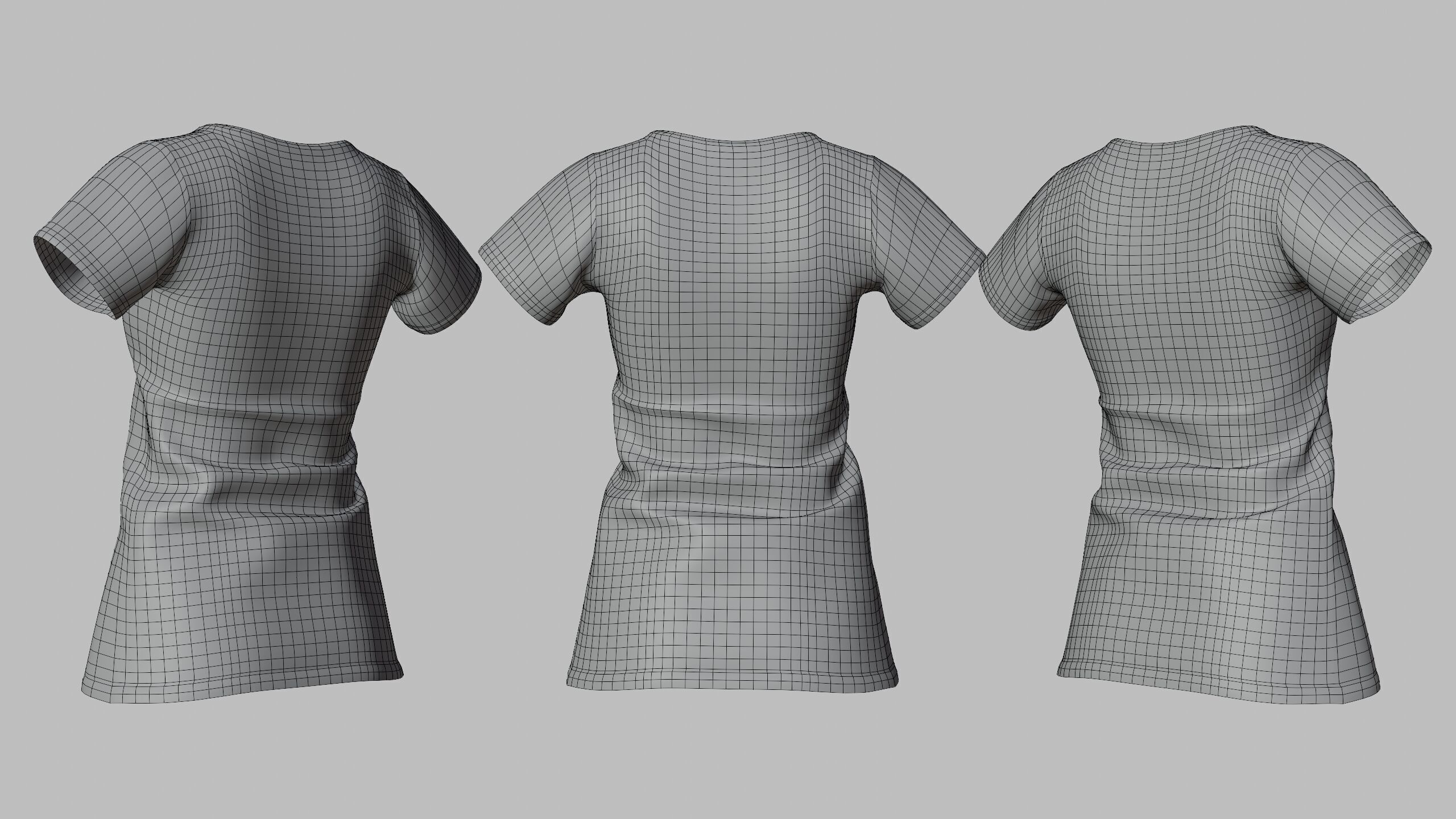Female T-Shirt 01 Dark Red Low-poly 3D model_10