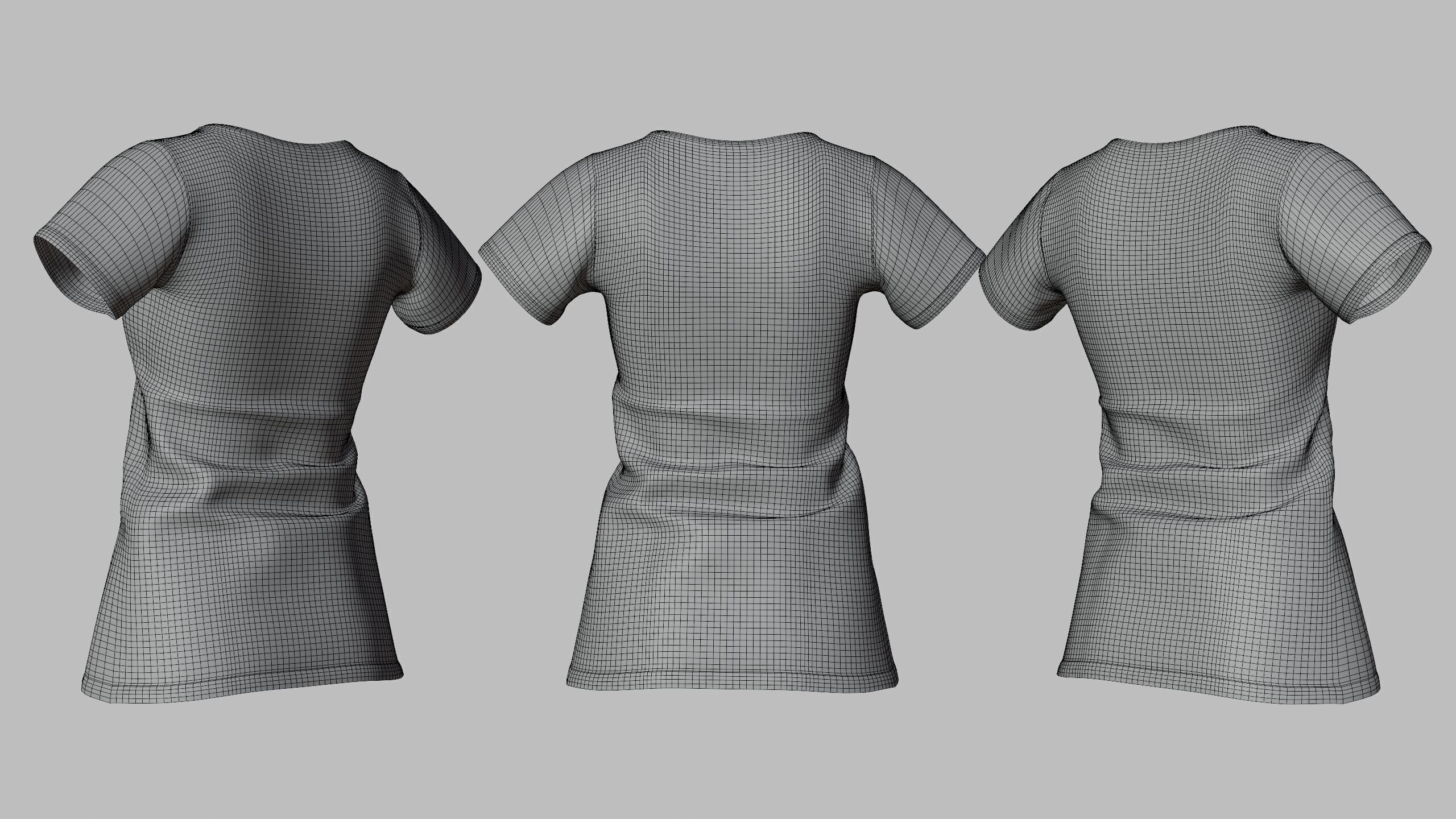 Female T-Shirt 01 Dark Red Low-poly 3D model_11