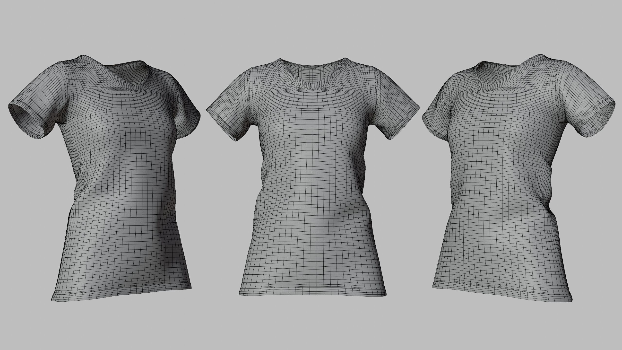 Female T-Shirt 01 Dark Red Low-poly 3D model_8
