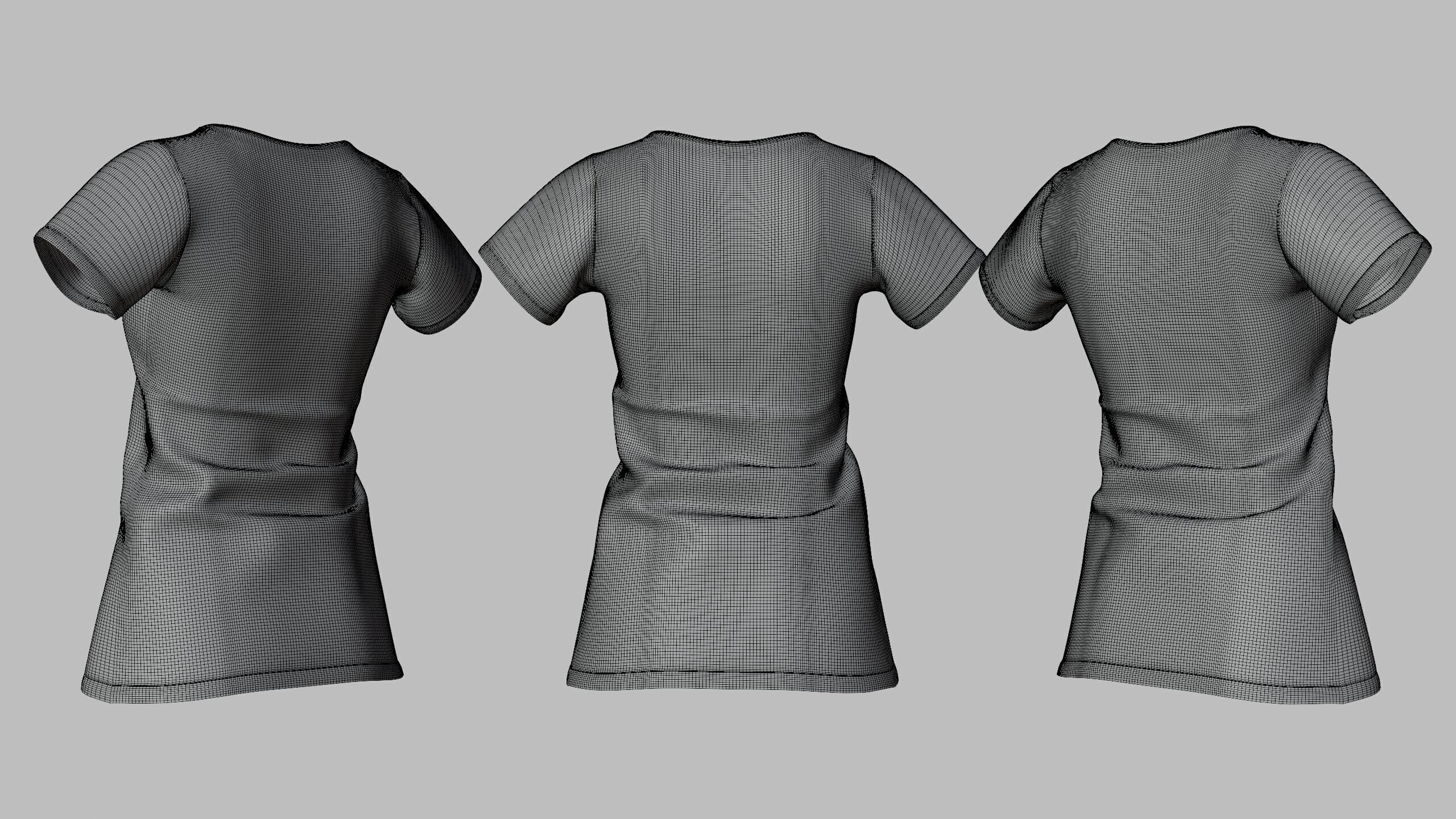 Female T-Shirt 01 Dark Red Low-poly 3D model_12