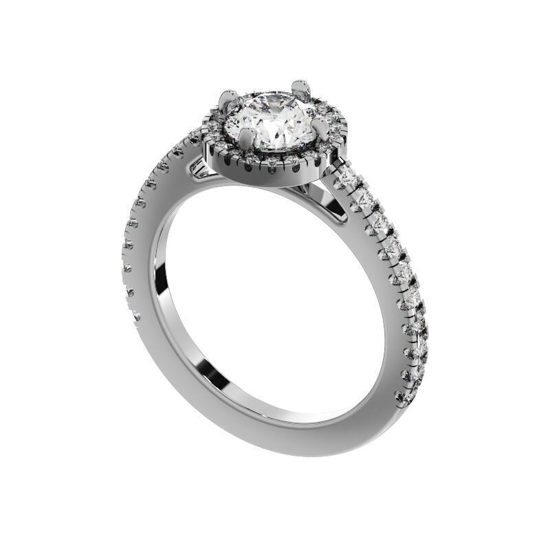 Round Cut Diamond Ring 3D print model_9