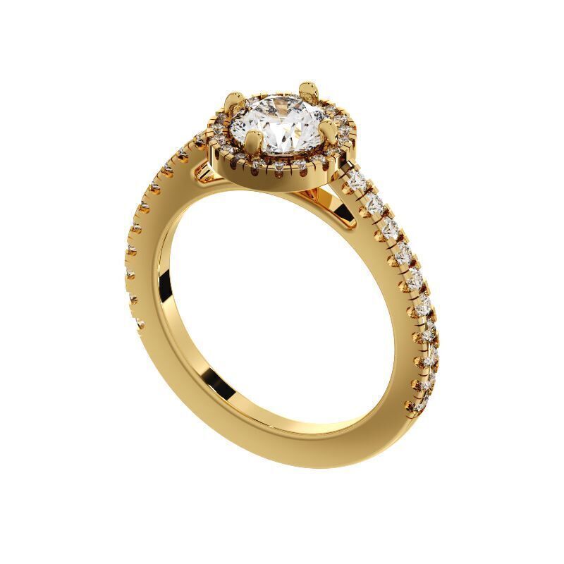 Round Cut Diamond Ring 3D print model_2