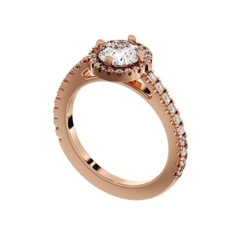 Round Cut Diamond Ring 3D print model_4